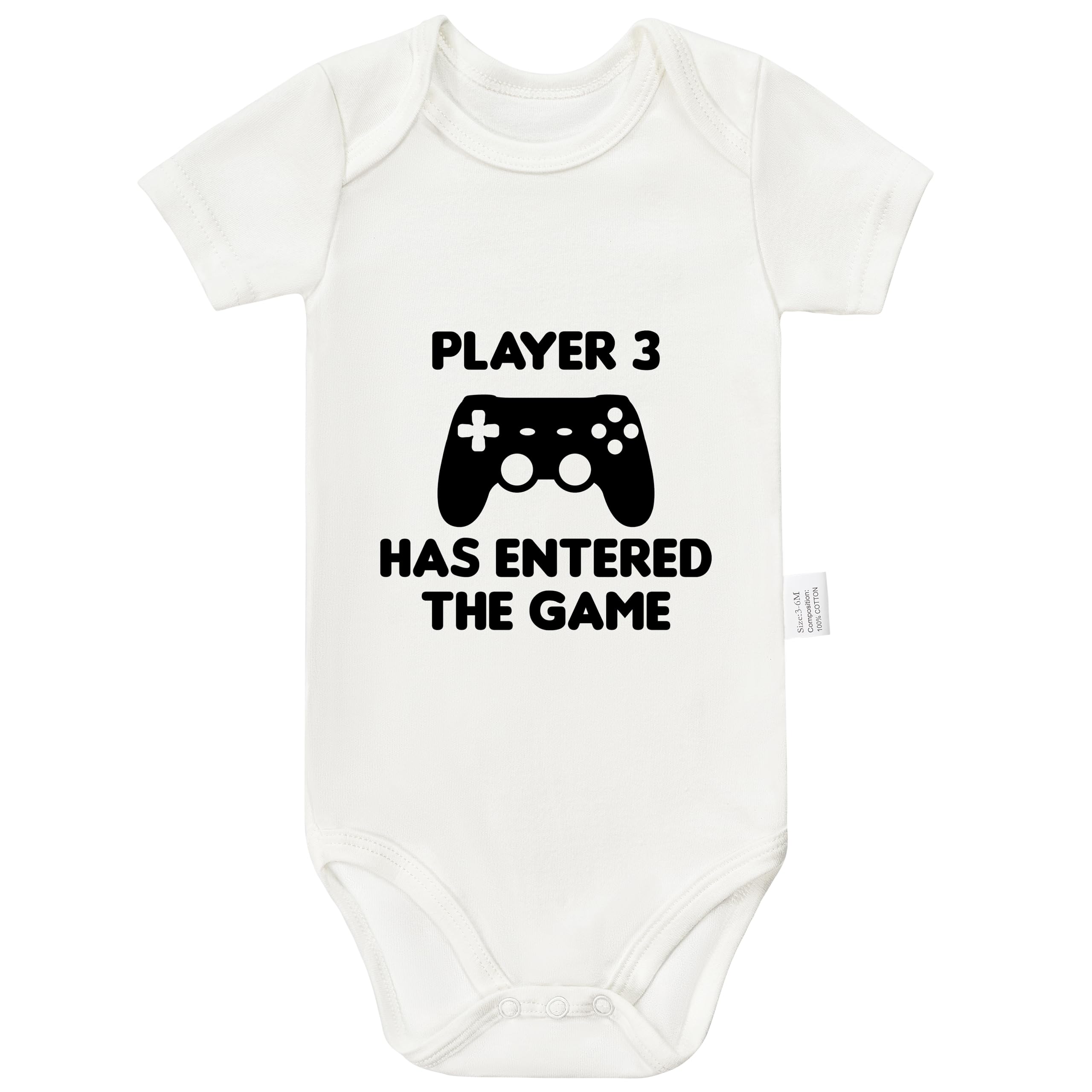 Player 3 Has Entered the Game Bodysuits, Gaming Gamer Baby Romper Short Sleeve Infant Toddler Outfits Jumpsuit, Newborn Gifts Baby Boys Girls Unisex (White, 0-3Months)