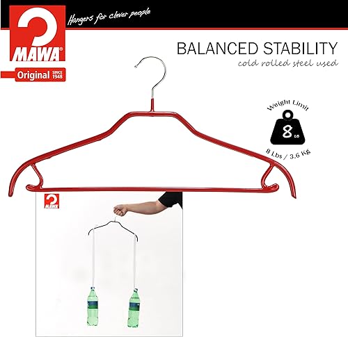 Miniatura 4 de MAWA by Reston Lloyd Silhouette Series - Percha antideslizante para ahorrar espacio con barra y gancho para pantalones y faldas, estilo 41FRS, juego