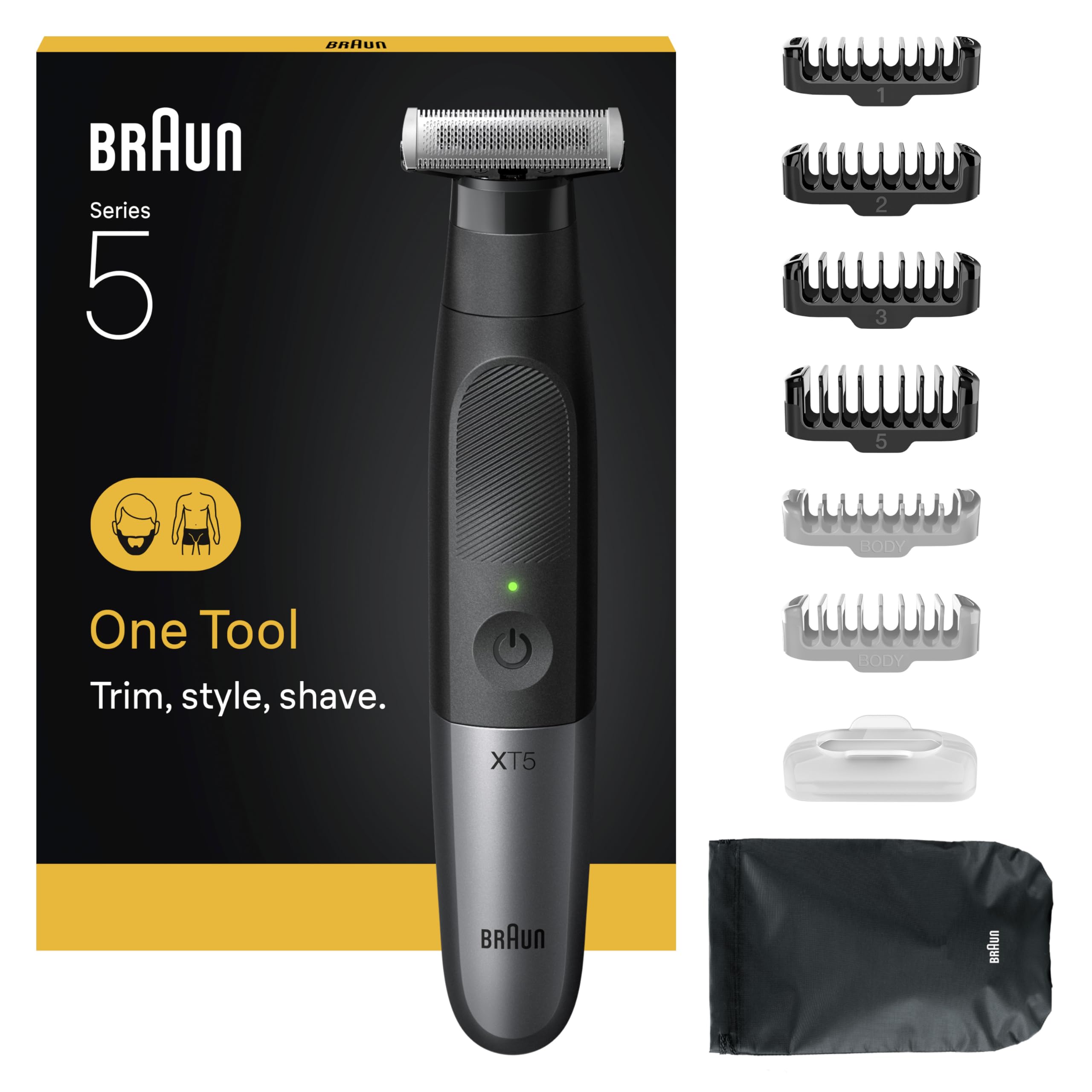 Tondeuse barbe Braun XT5100 rasoir corps pour homme noir et gris