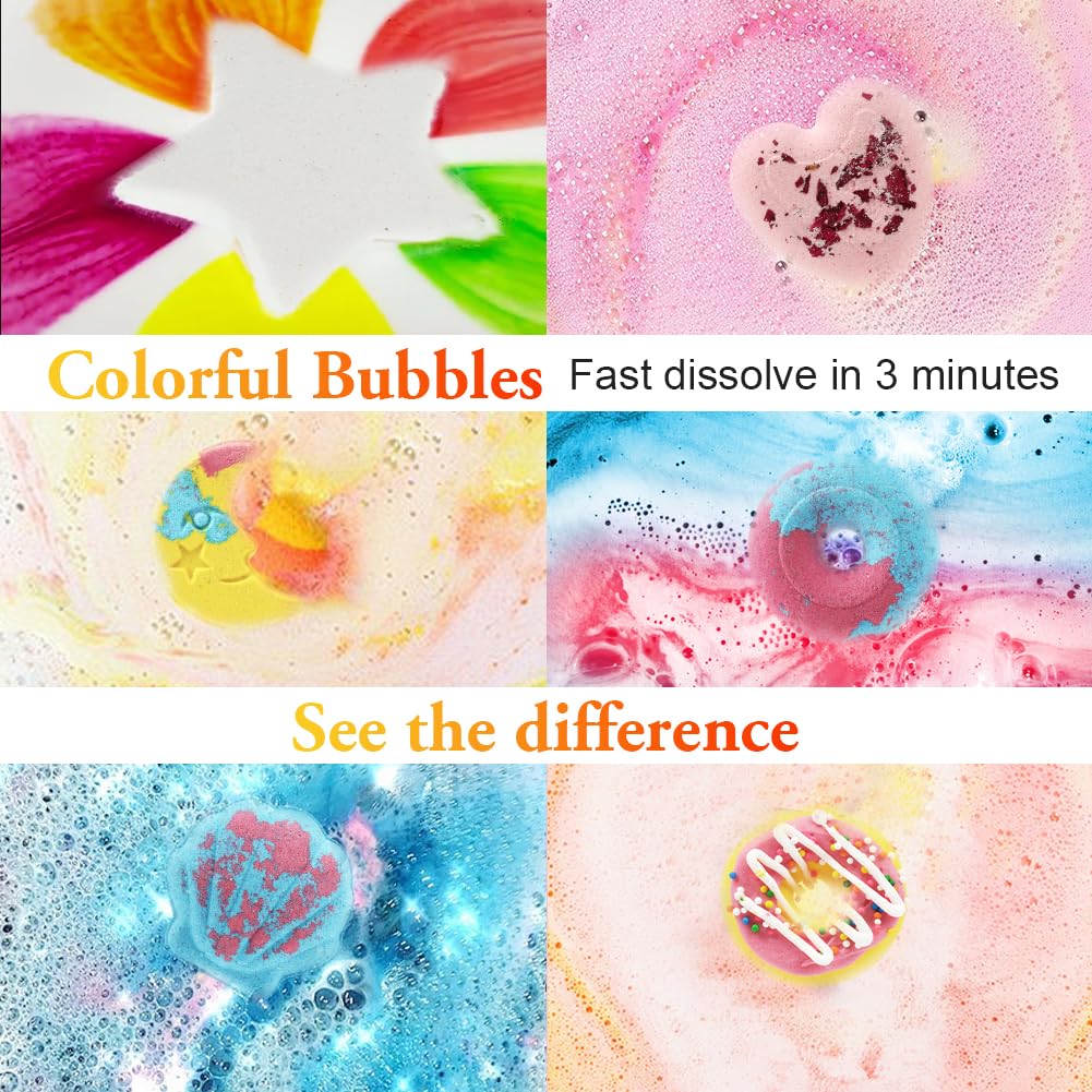 LOPHE Bombes de Bain,6 pcs Coffret Cadeau Boules de Bain, Bombes de Bain Moussant aux Huiles Essentielles, Végétalien et Sans Cruauté, Cadeaux pour CadeauFille,Fete des Meres,la Saint Valentin,Noël