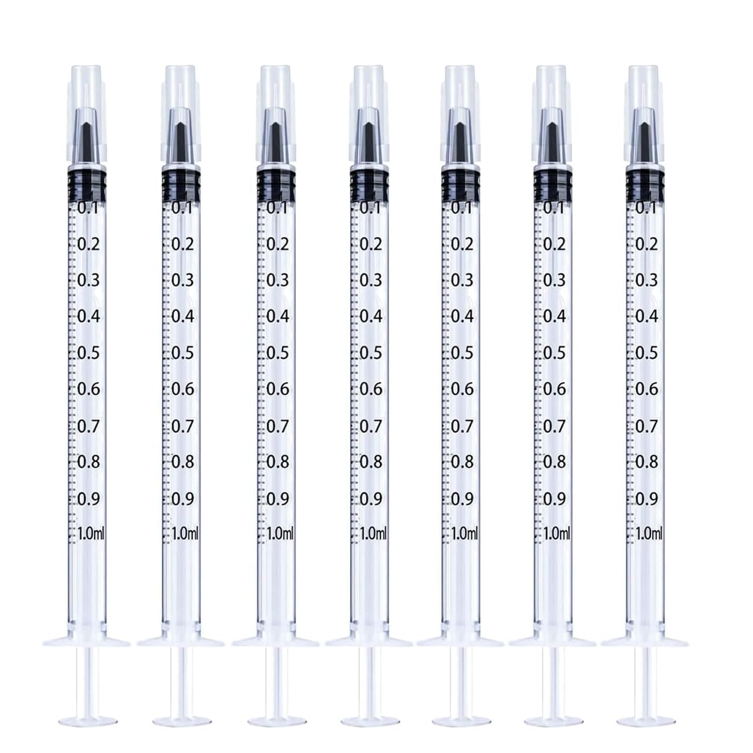 30 Pack 1 ml Syringe for Liquid without Needle,Syringe with Cap,Individually Wrapped,for Scientific Labs,Measurement,Dispensing,Oil or Glue Applicato