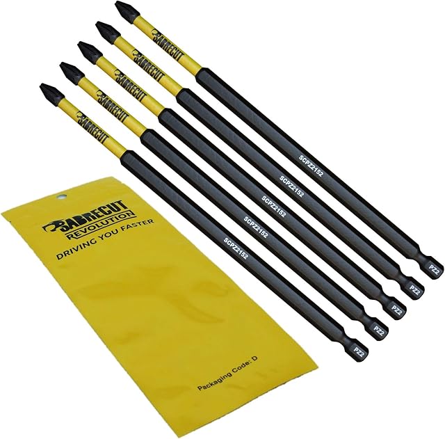 5 x SabreCut SCPZ2152_5 152mm PZ2 Magnetic Impact Screwdriver Driver Bits Set Pozi Pozidrive Heavy Duty Compatible with Dewalt Milwaukee Bosch Makita and More
