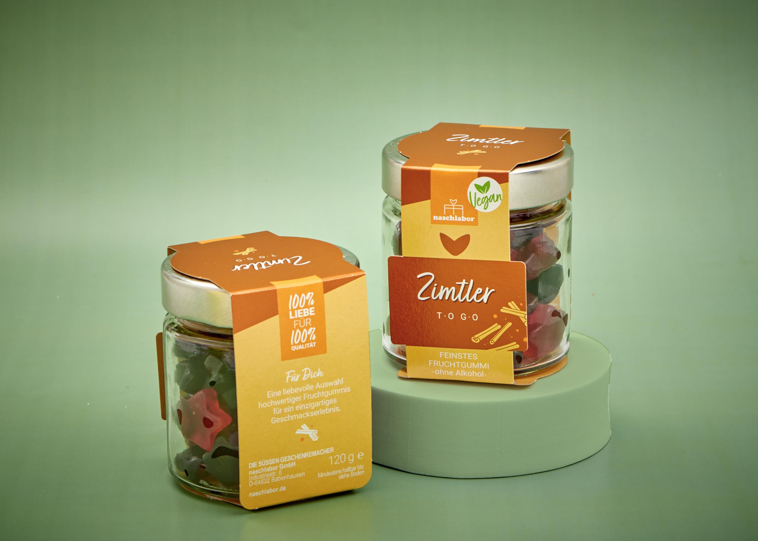8 Stück Alkoholfreie u. hochwertige Weihnachts-Fruchtgummi 120g | Zimtler To Go vegan | süßes, veganes Feinkost-Geschenk zu Weihnachten | Große Verpackung