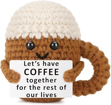 Xinezaa Christmas Anniversary Mini Crochet Coffee Gifts for Wife Husband