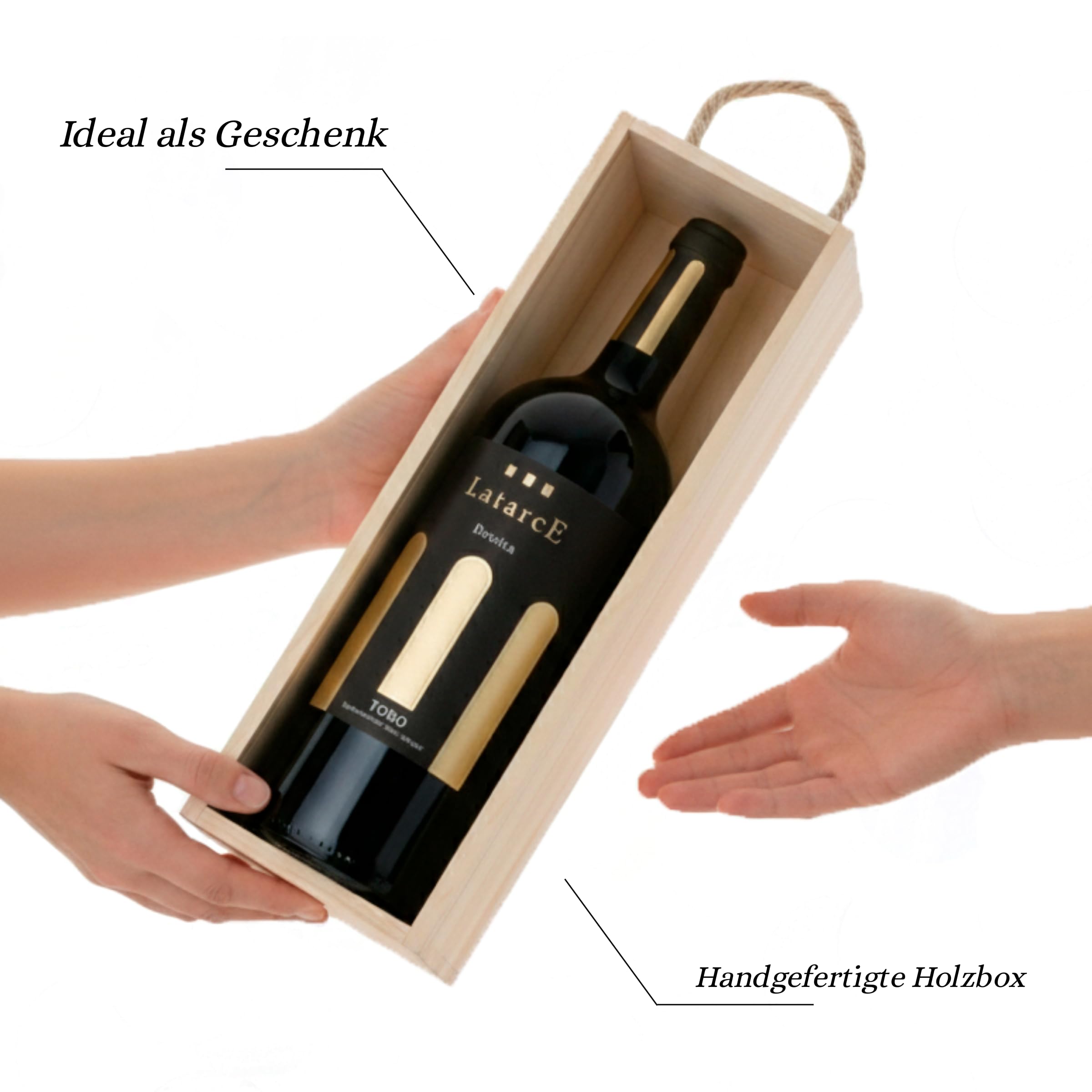 Latarce | Barrique Rotwein D.O. Toro | 100% Tempranillo | 9 Monate Barrique-Reifung | Exklusive Holzbox 1 Flasche 75cl | Weingeschenk