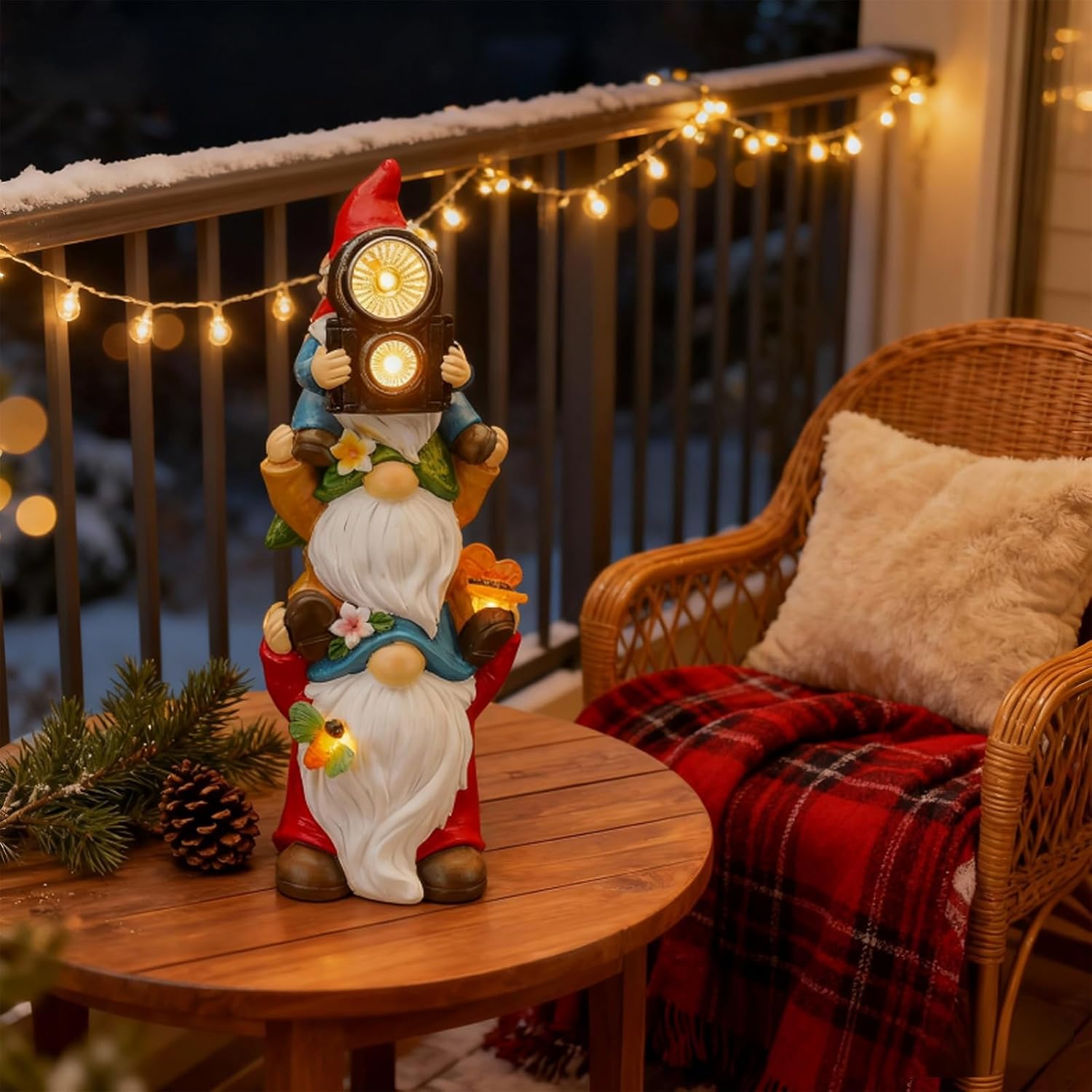 Funny Photography Garden Gnomes Statue, Solar Christmas Gnomes Outdoor Decor for Yard, Lawn, Patio, Porch, Unique Xmas Birthday Housewaming Gifts,12 Inch, Resin - Image 3