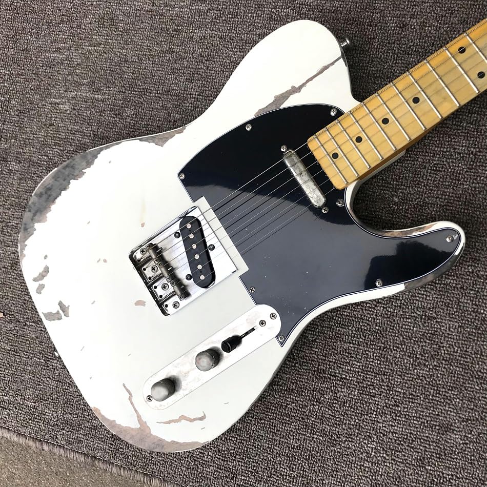 Chitarra elettrica bianca imitazione vecchia TEIE personalizzata con tastiera in acero e hardware cromato - Guitarra Electrica professionale
