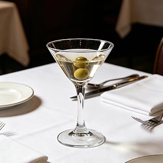 Set of 6 Hand‑Blown Martini Glasses with Handle, 160 ml Lead‑Free Crystal Cocktail Glass Cups, Elegant Party Glassware for Martinis and Assorted Mixed Beverages
