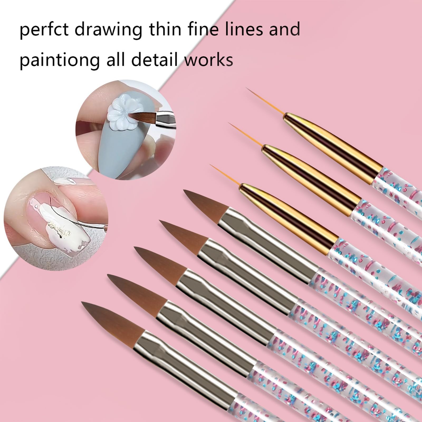 31 pezzi Pennelli per Unghie, Pennello Nail Art Gel Acrilico, Unghie Dotting Pen, Pennello per Nail Art Design Pittura, Detailing Pennello Unghie, Adatto per Nail Art Design Manicure Kit