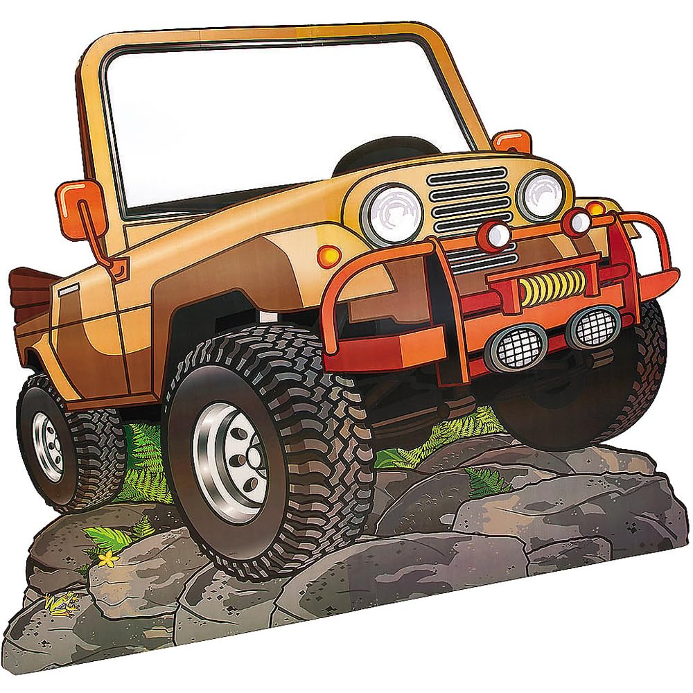 Fun Express Off Road Vehicle Cardboard Stand Up - 5 feet - Kids Party Decor - VBS Vacation Bible School Supplies/Decor