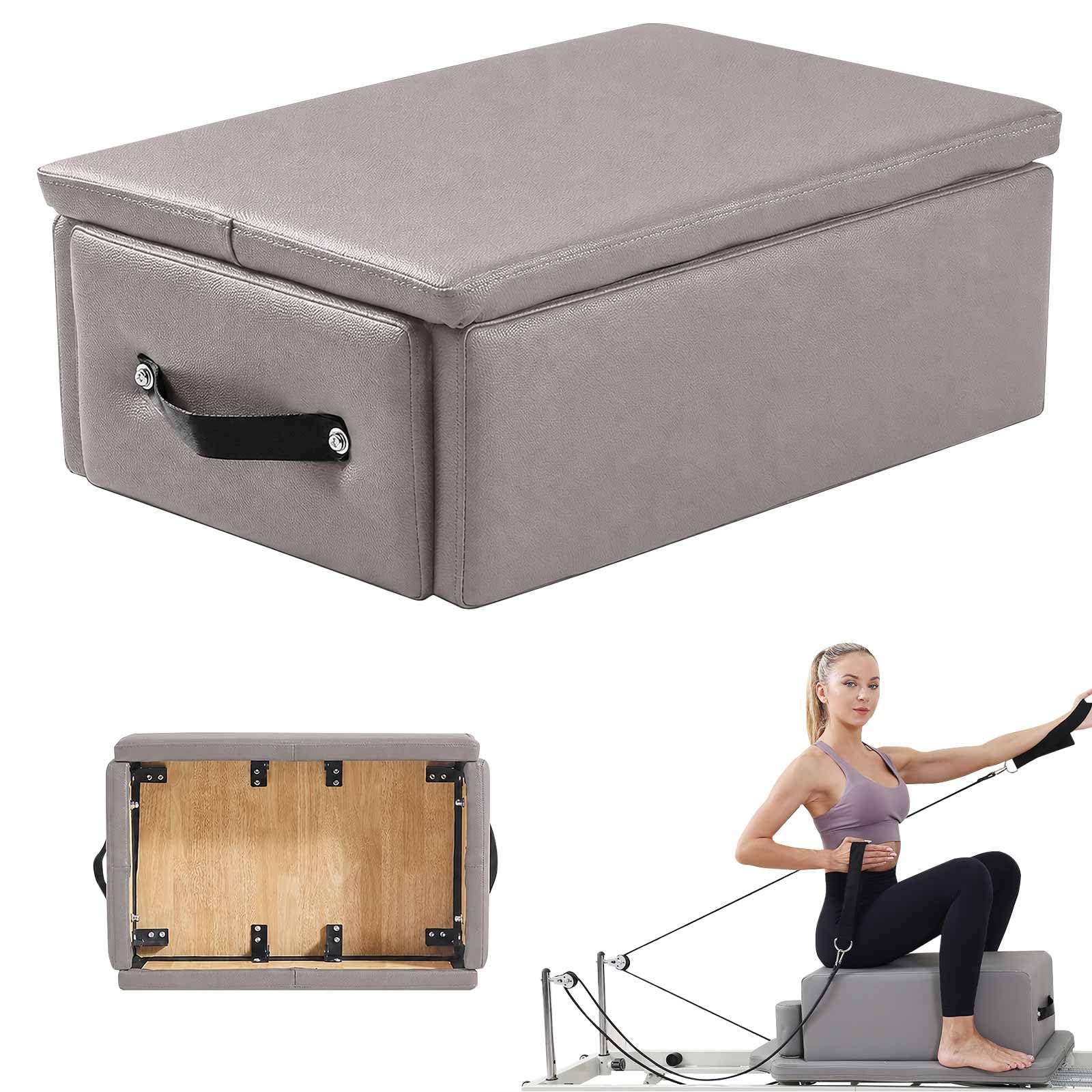 Caja de Pilates Reformer (Sitting Box) — Caja de Pilates para Mejorar el Rango de Movimiento y la flexibilidad — Equipo de Pilates para Entrenamientos en casa
