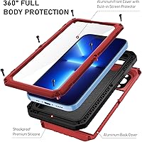 Vista 67 de Beasyjoy Funda impermeable para iPhone 13, funda de metal con protector de pantalla integrado, resistente protección de cuerpo completo, grado