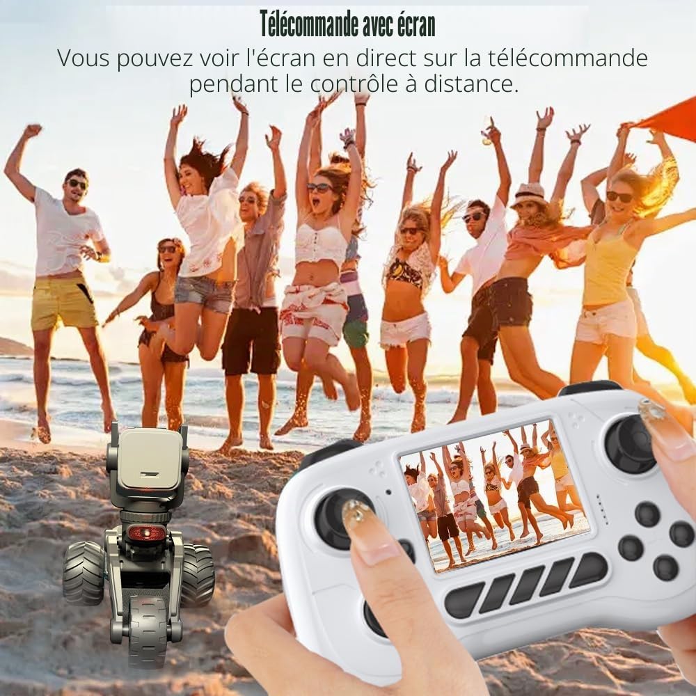 Voiture Télécommandée avec 1080p Caméra,Crawler Truck Télécommande avec écran,Jeux Extérieur Fonction de Conversation en Mode Vocal,Peut Prendre des Photos et des vidéos,pour Adultes et Enfants