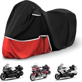 Waterproof Motorcycle Cover Replace for Honda Goldwing with Trunk Models, 420D Oxford Cloth GL1500, GL1800, Valkyrie Interstate Motorcycle Cover for Snow Rain Dust Protection