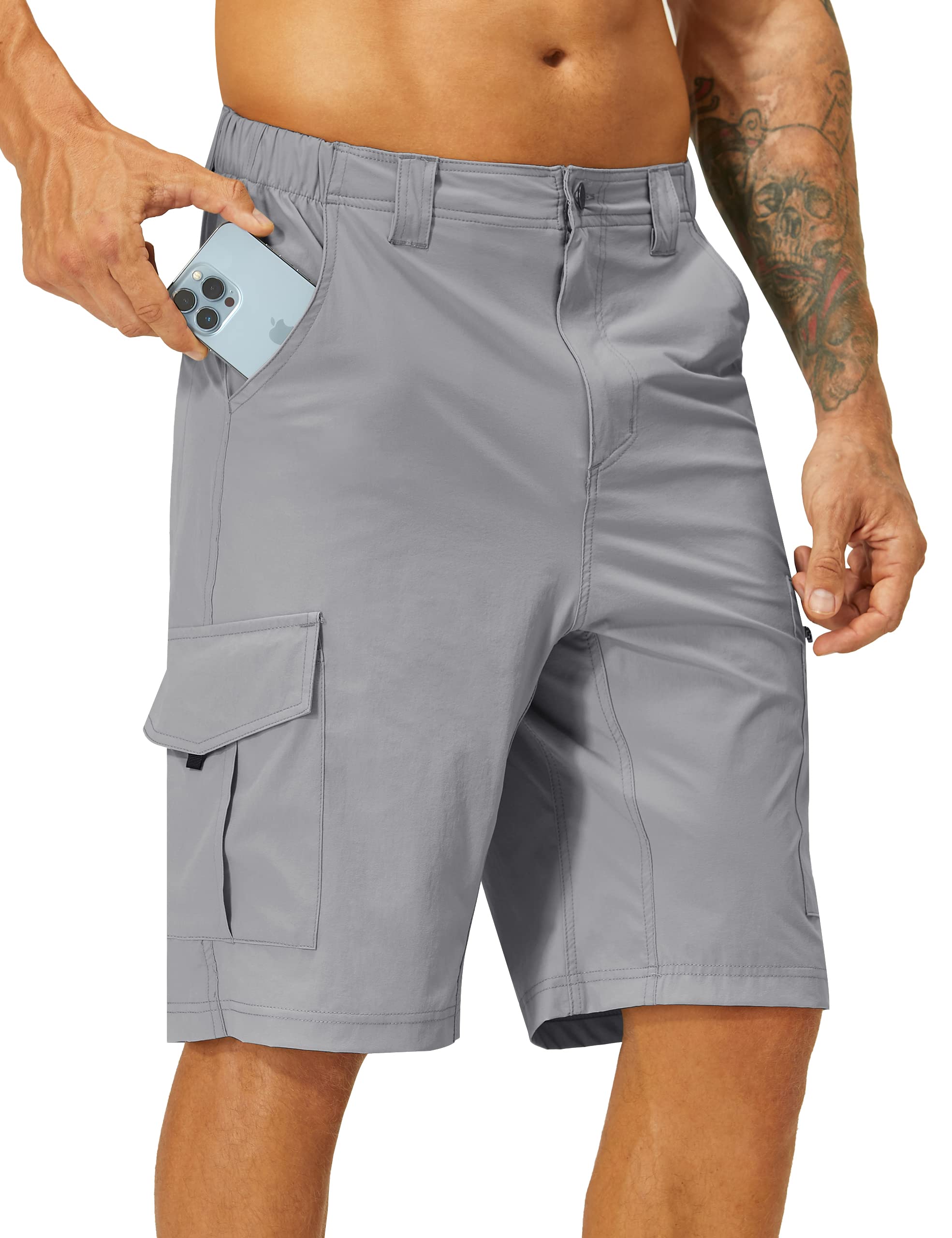 KPSUNMen's Hiking Cargo Shorts Quick Dry Lightweight Work Shorts for Golf Fishing with Multi Pockets