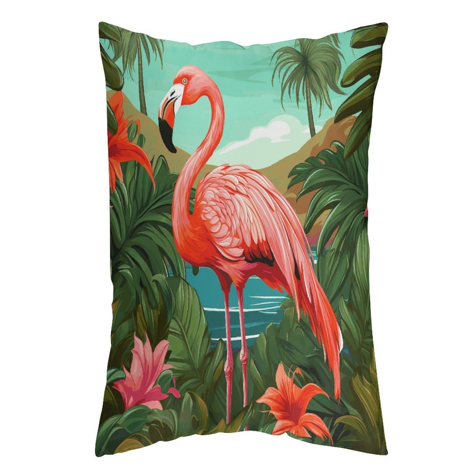 LDGSUPH Tropical Flamingo Pillow Cases Soft Pillowcase with Invisible Zipper Wrinkle Resistant Pillow Covers Breathable Removable Pillow Protector for Bed Sofa Car 20"x30"