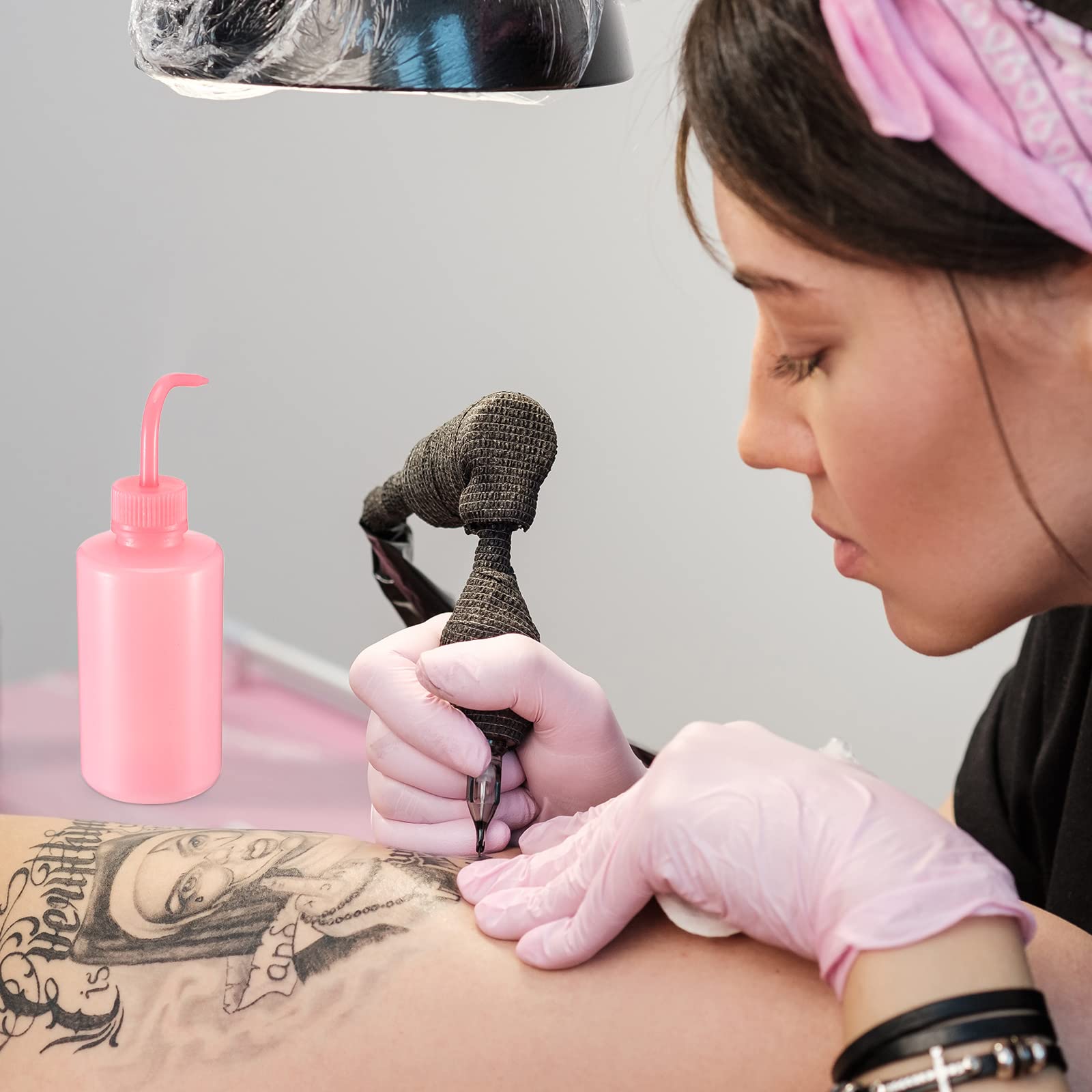 Lallisa 30 Stück 250 ml rosa Tattoo-Waschflaschen, schmale Öffnung, Quetschflaschen, Sukkulenten-Bewässerungsflasche, Wasserspritzflasche, Wimpernwaschflasche, Laborwaschflaschen, Spülflasche für