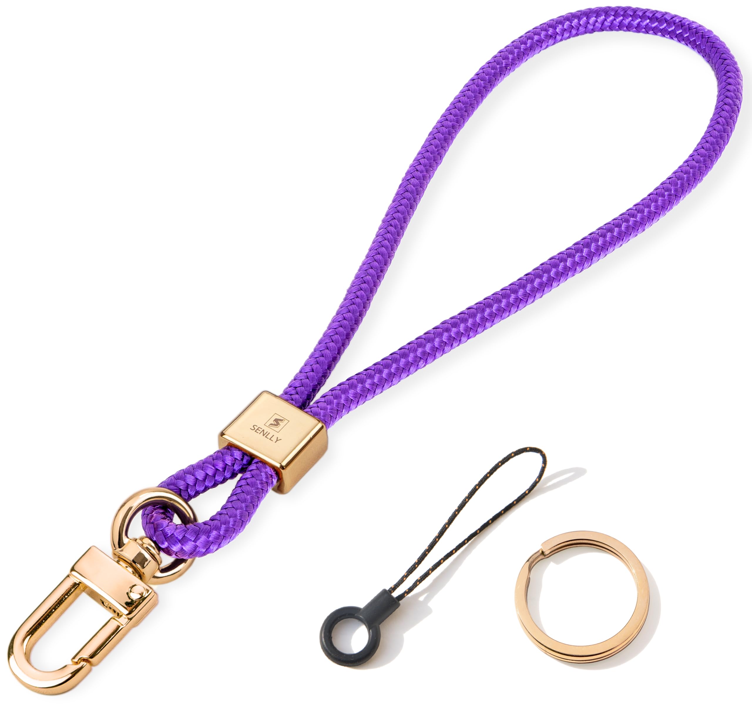 Senlly Unisex 105 Dark Violet Wristlet Lanyard Strap For Keys, Original Minimalist Design Wrist Keychain Holder