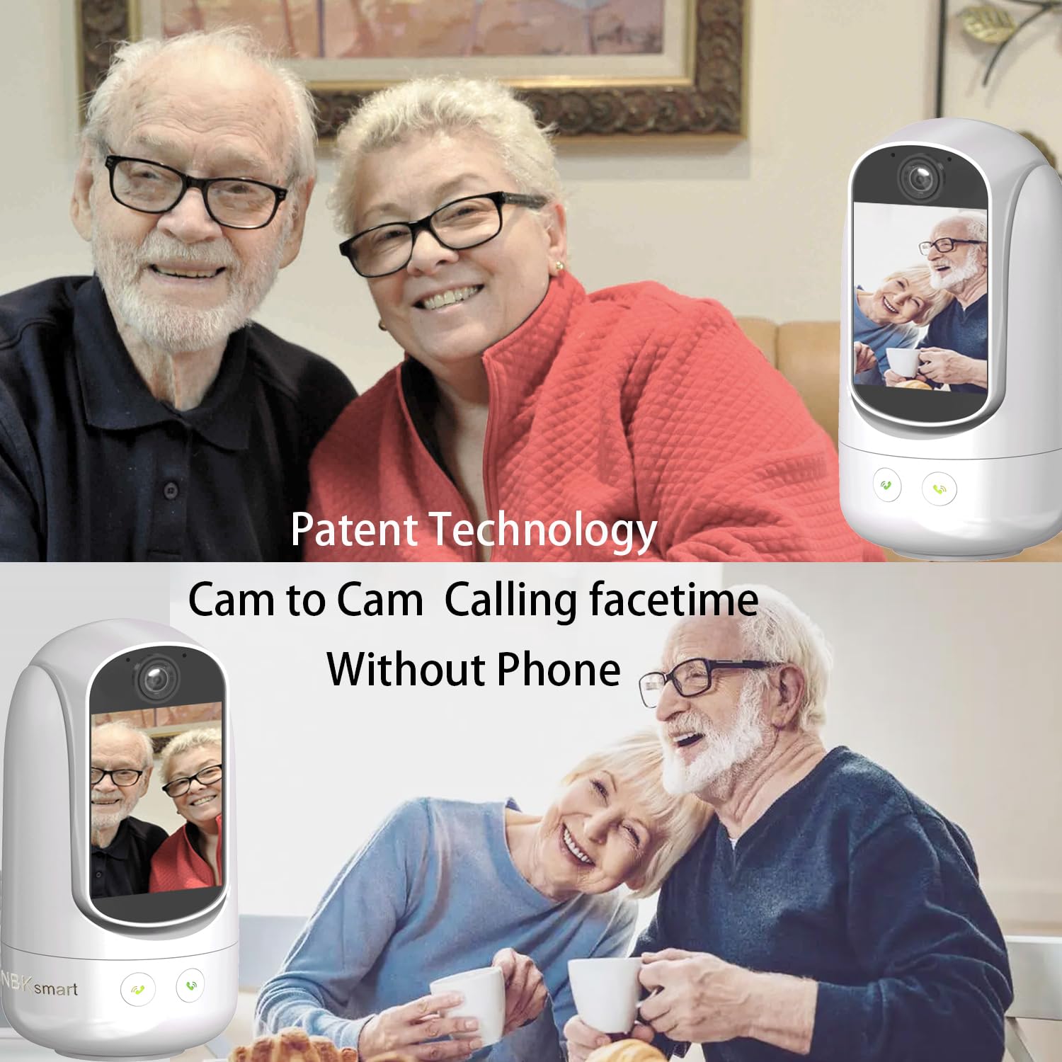 2-Way Video/Audio Security Camera Screen WiFi AI Detection Puppy/Pet/Cat/Elderly/Dog Monitor Wireless Facetime Cam Voice Phone APP Controlled Sound Video Calling Devices for Grandpa, White - image 5