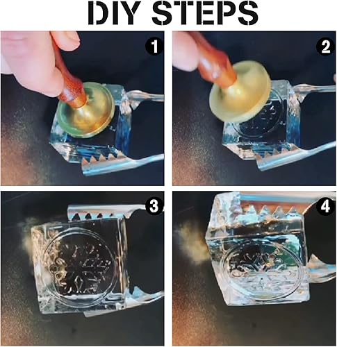 Miniatura 4 de OLYCRAFT Sello de hielo de madera de 1.2 pulgadas, sello de cera con cabeza de latón extraíble y mango de madera para cera de tinta y cubitos de