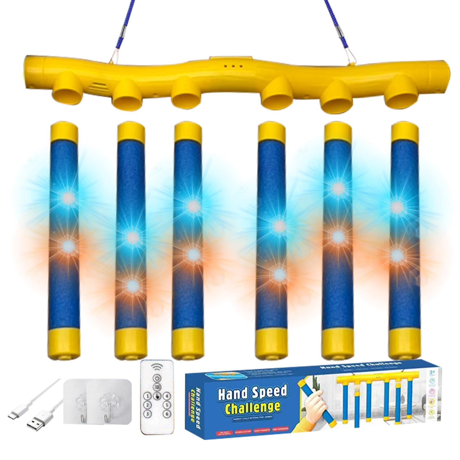 Reflex Trainer, Hand Speed Challenge, Reaction Game, Adjustable Drop, Hand Eye Training Improves Reflexes Fun Skill Test for All Ages, 15.74x2.08x3.74 in