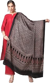DUPATTA BAZAAR Women's Blue Modal Silk handblock Printed Ajrakh Dupatta Price In India