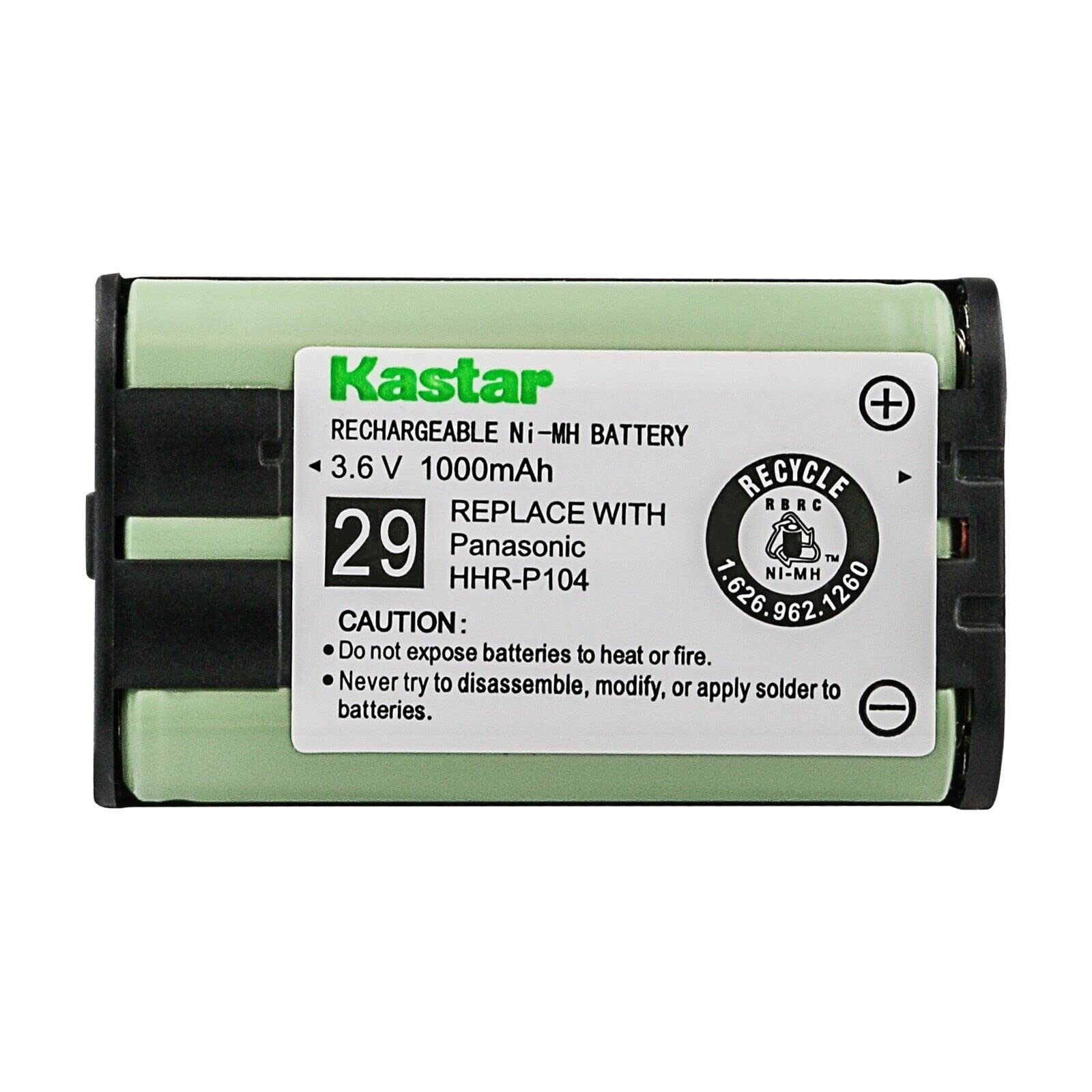 Kastar 5-Pack HHR-P104 Battery Replacement for Panasonic KX-TG5571M KX-TG5576M KX-TG5583M KX-TG5621S KX-TG5622M KX-TG5623B KX-TG5631S KX-TG5632M KX-TG5633B KX-TG5633W KX-TG5634M KX-TG5651S KX-TG5652M