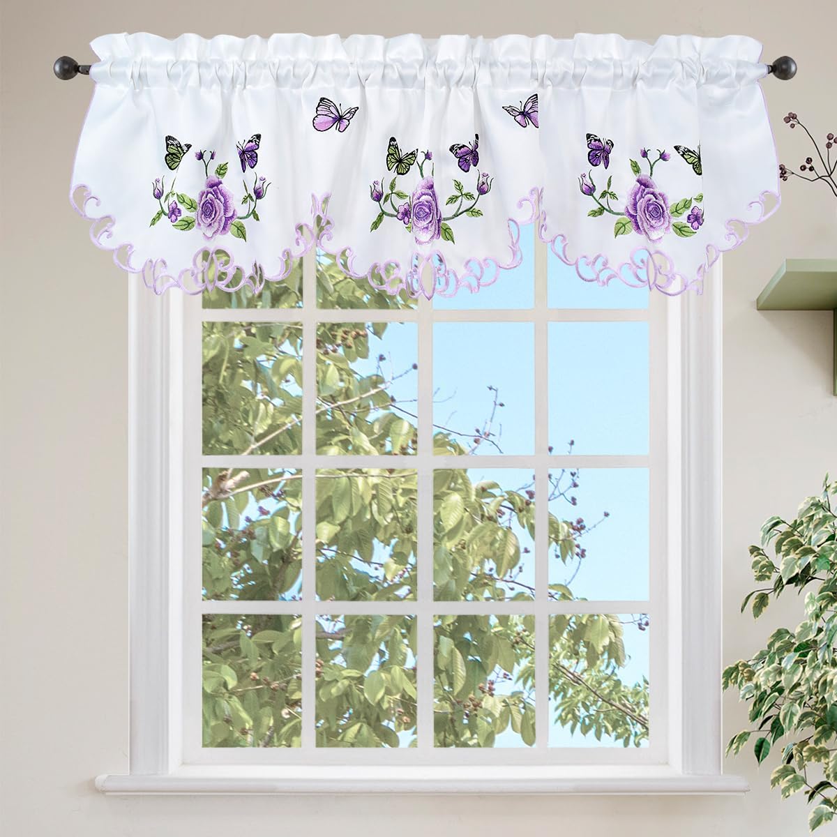 Amazon.com: Molaxhome Beautiful Dazzling Embroidered Window Valance,Rod ...