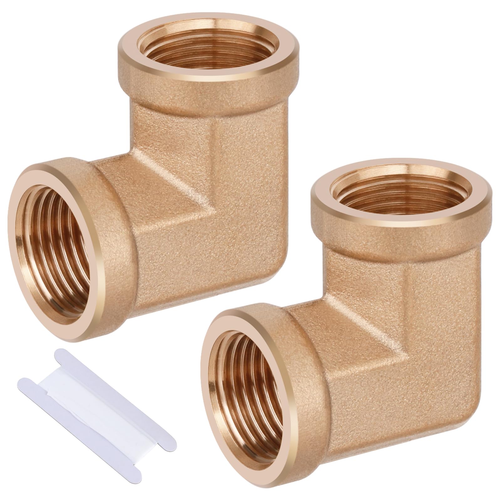 2pcs 1/2” Brass Fittings 90 Degree Barstock Street Elbow 1/2 Inch NPT Female Pipe to 1/2 Inch NPT Female Pipe Fittings Elbow Forged Brass Pipe Fittings