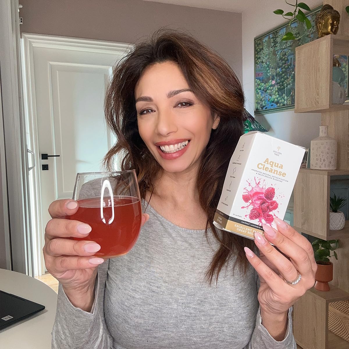 Golden Tree Aqua Cleanse – Polvo para Bebida Vegetal con Extracto de Alcachofa, Cola de Caballo y Extracto de Raíz de Diente de León con 11% de Inulina – 10 Sobres (54 g (Paquete de 1))