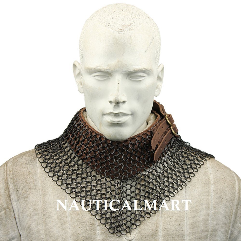 NauticalMart Blackened Chainmail Bishop Mantle Collar Armor