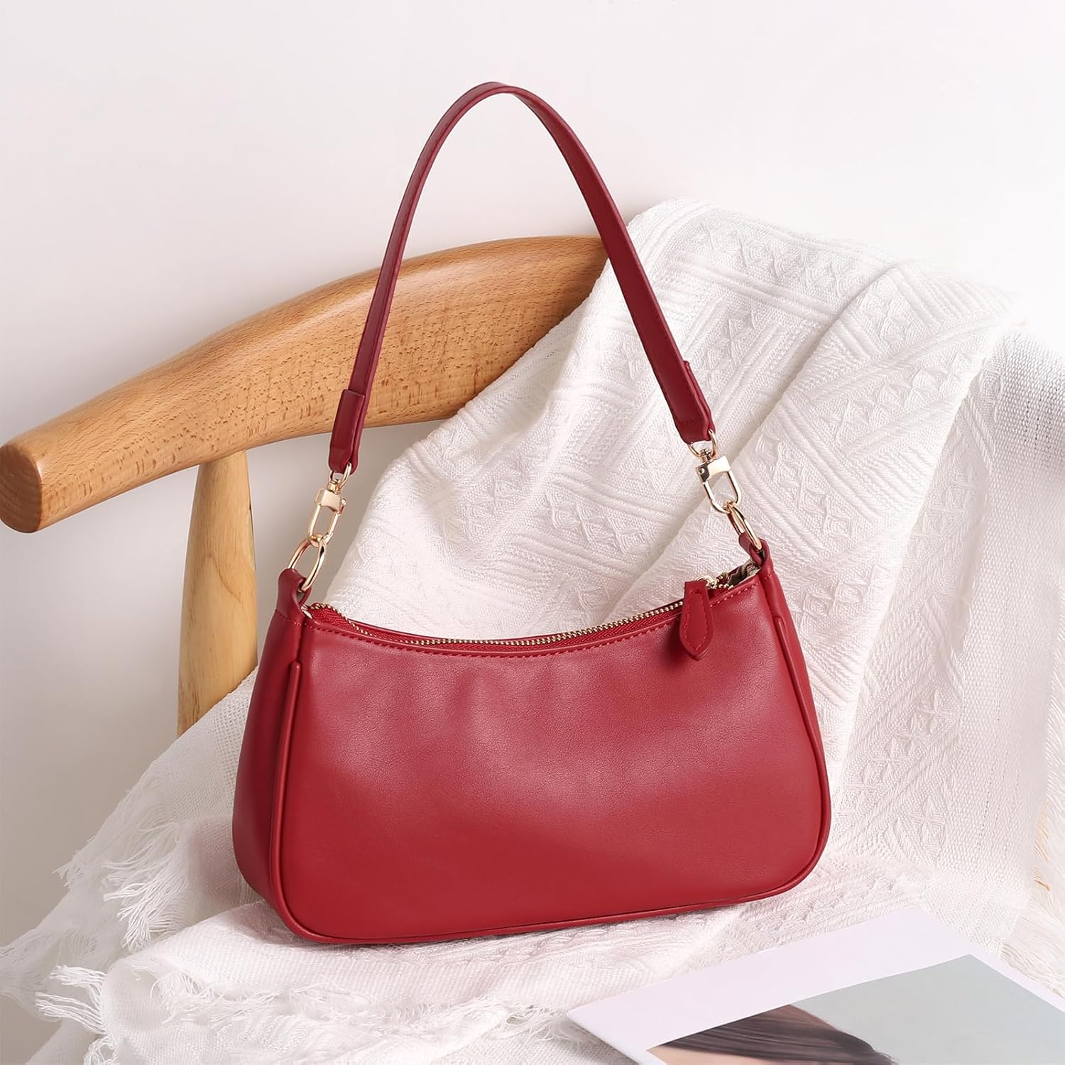 WantGor Clutch Tote Handbags, Shoulder Purse for Women Crossbody Bags Mini Hobo Bag Retro Vegan Leather Trendy Handbag - Image 7