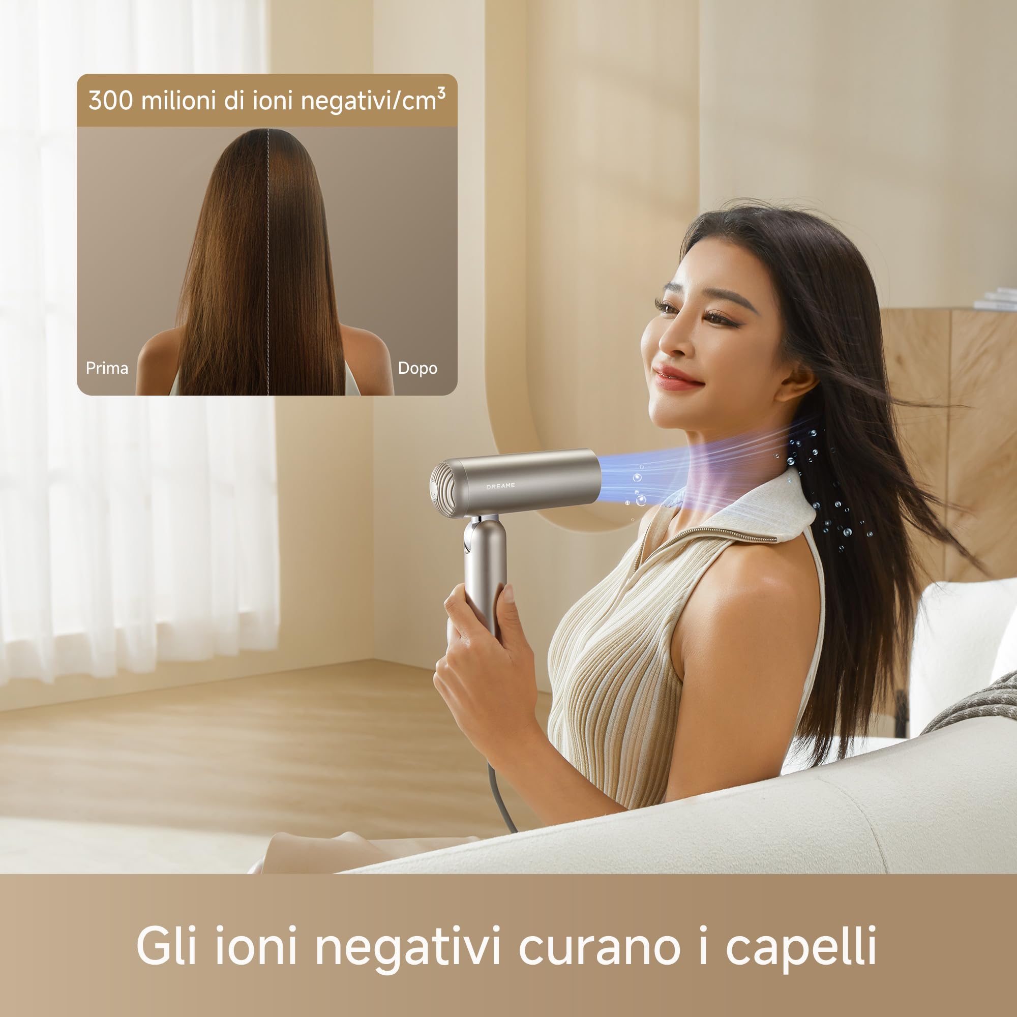 DREAME Pocket Pro Asciugacapelli ad Alta Velocità, Pieghevole in 3 Forme, con Soli 300 g, Motore da 110,000 Giri/Minuto, 300 Milioni di Ioni Negativi/cm³, 57°C, Asciugatura 40s, 2026 Nuova Versione