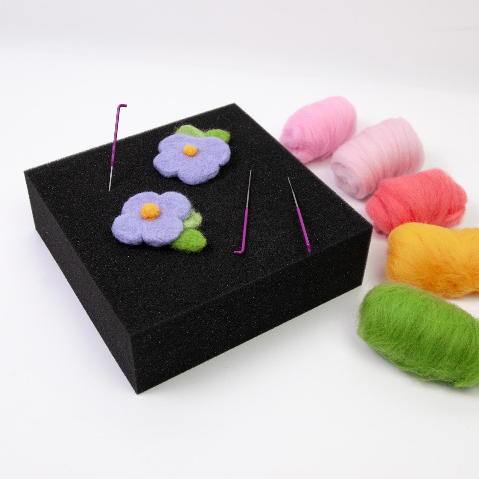 Générique Support D'Aiguille Pour Feutrage – Éponge Haute Densité 16x16x5cm | Tapis Pour Laine Cardée | Coussin Pouxr Artisanat Manuel Projets Créatifs Et Entraînement Quotidien Au Feutre