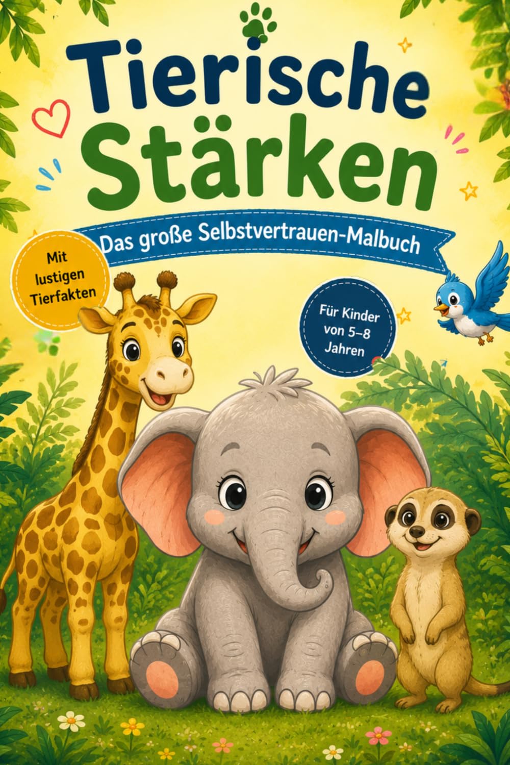 Tierische Stärken - A5 Malbuch für Kinder ab 5: 15 Tiere, 45 Ausmalbilder & 60 Sprüche für Mut, Freundlichkeit und Selbstvertrauen