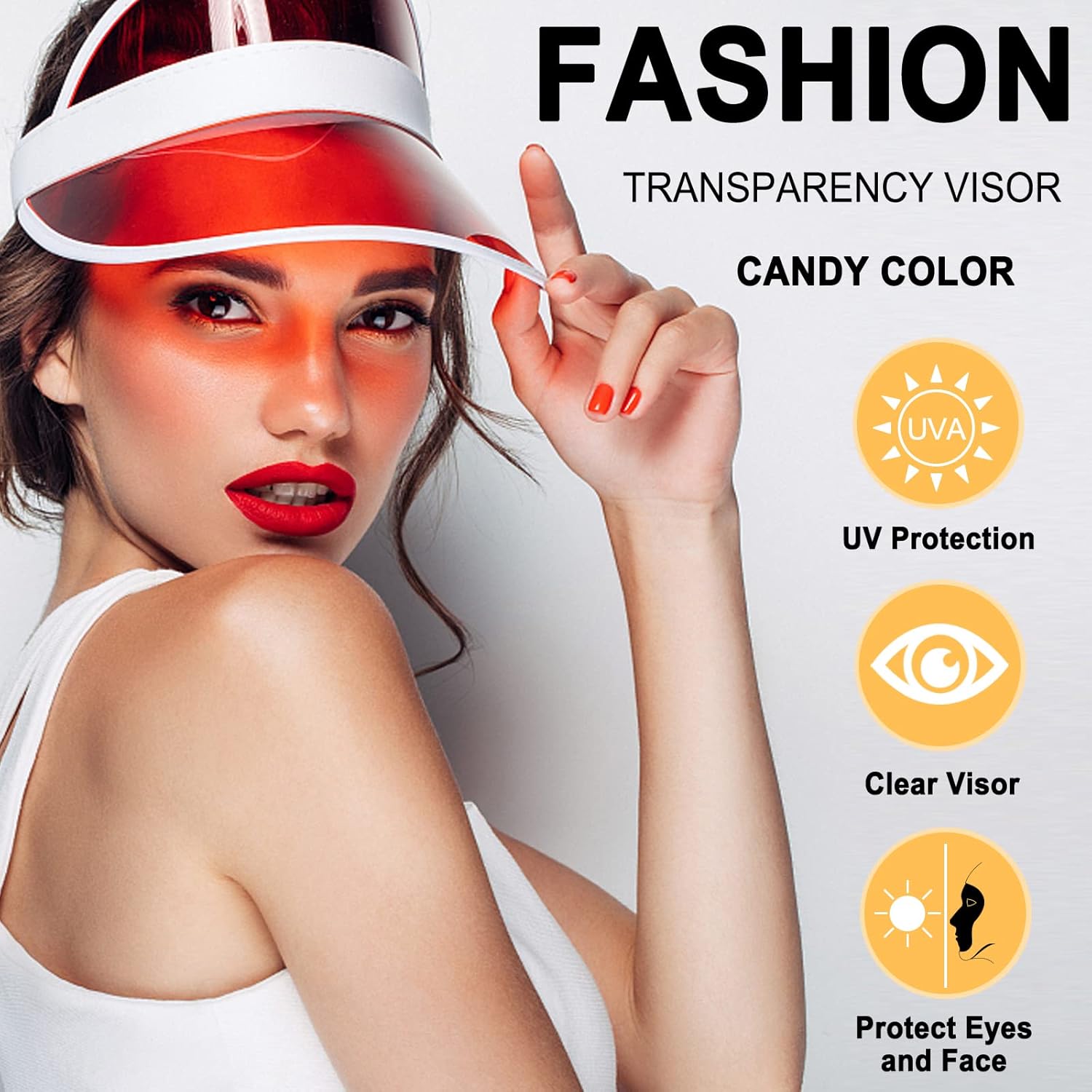 Forwe 10 Pack Sun Visor Hats Women Retro Candy Color Clear Beach Hat Outdoor Sports UV Protection Sunhat - Image 3