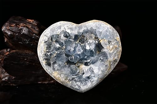 Miniatura 3 de AMOYSTONE Celestite Crystals Heart Blue Geoda Celestite Cluster Natural Celestite Stone Cristal curativo grande para decoración del hogar, regalos