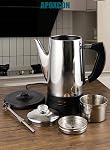 APOXCON 12 Percolateur de café électrique avec ETL Agrément Machine à café en acier inoxydable avec Knob en verre résistant à la chaleur Classic Look Cord-moins Sever