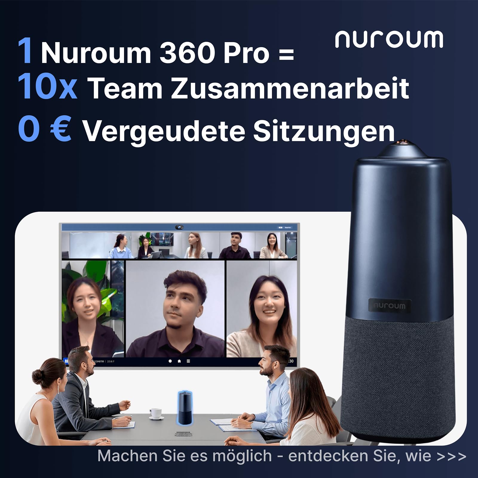 Nuroum 360 Pro Camera 3 AI Modes für Video Conferencing - Dettaglio