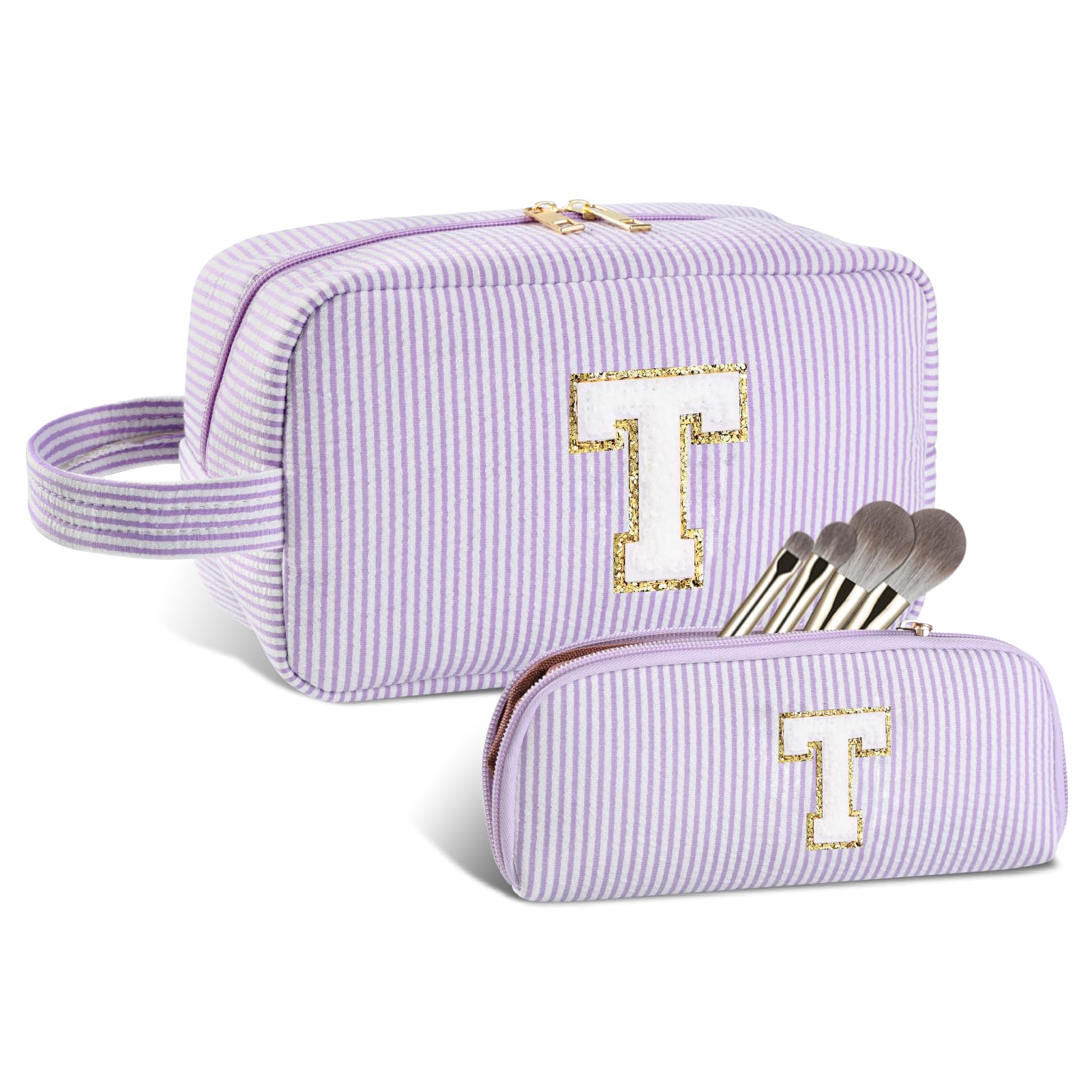 Huifen Personalized Gifts Initial Makeup Bag A Z Large Travel