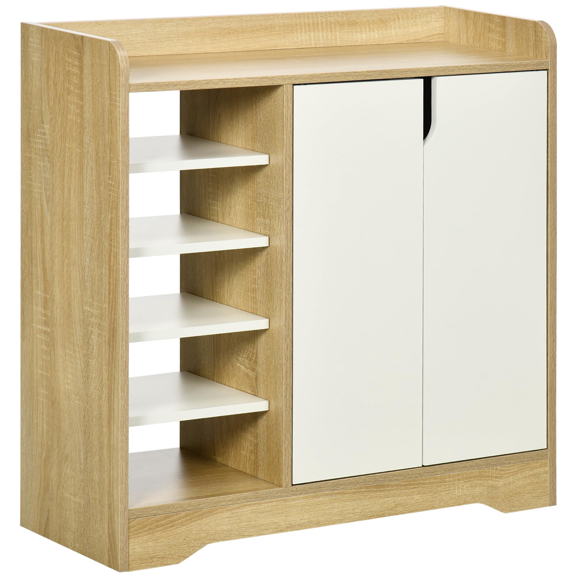 HOMCOM Mueble Zapatero Moderno Estrecho 80x30x80 cm Natural y Blanco