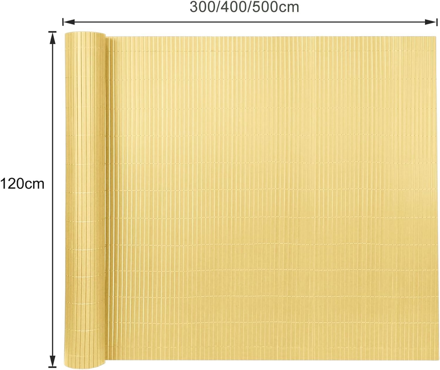 FIVMEN Mata maskująca z PCW, ogrodzenie balkonowe, z opaskami kablowymi, ochrona przed spojrzeniami i wiatrem, wodoszczelna, do ogrodu, na taras, 120 x 500 cm, bambusowa