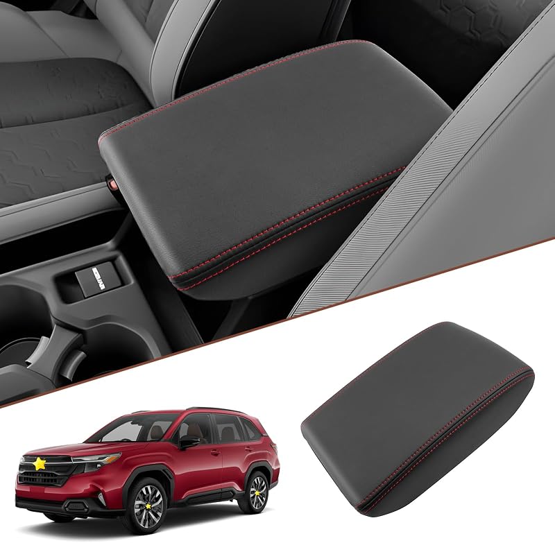 Capa do apoio de braço do console central SKTU para Subaru Forester 2025 – Linha vermelha