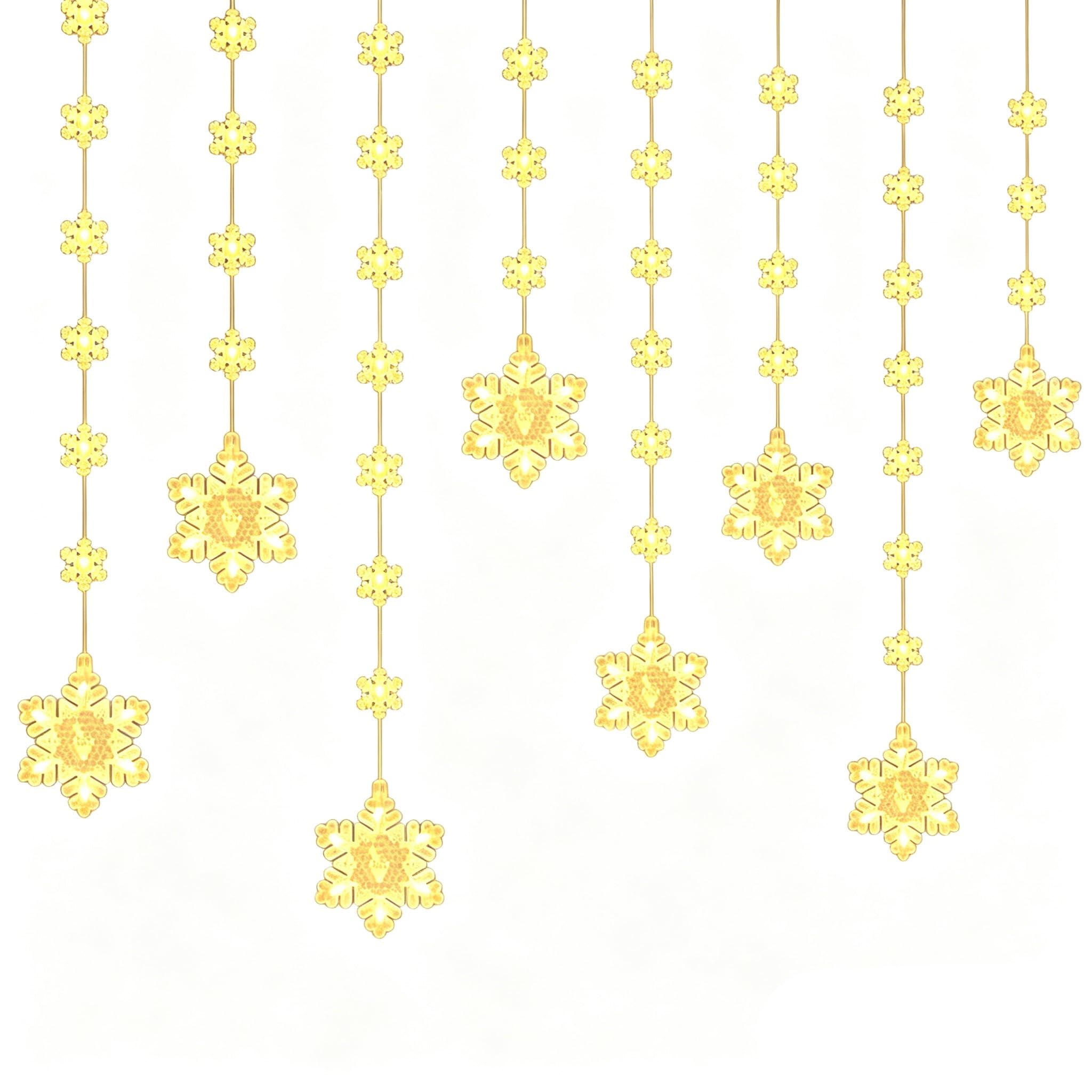 Lichterkette Schneeflocken Fenster Weihnachtsdeko,Schneeflocken Lichtervorhang mit Betrieben Fernbedienung Timer (Weiß)