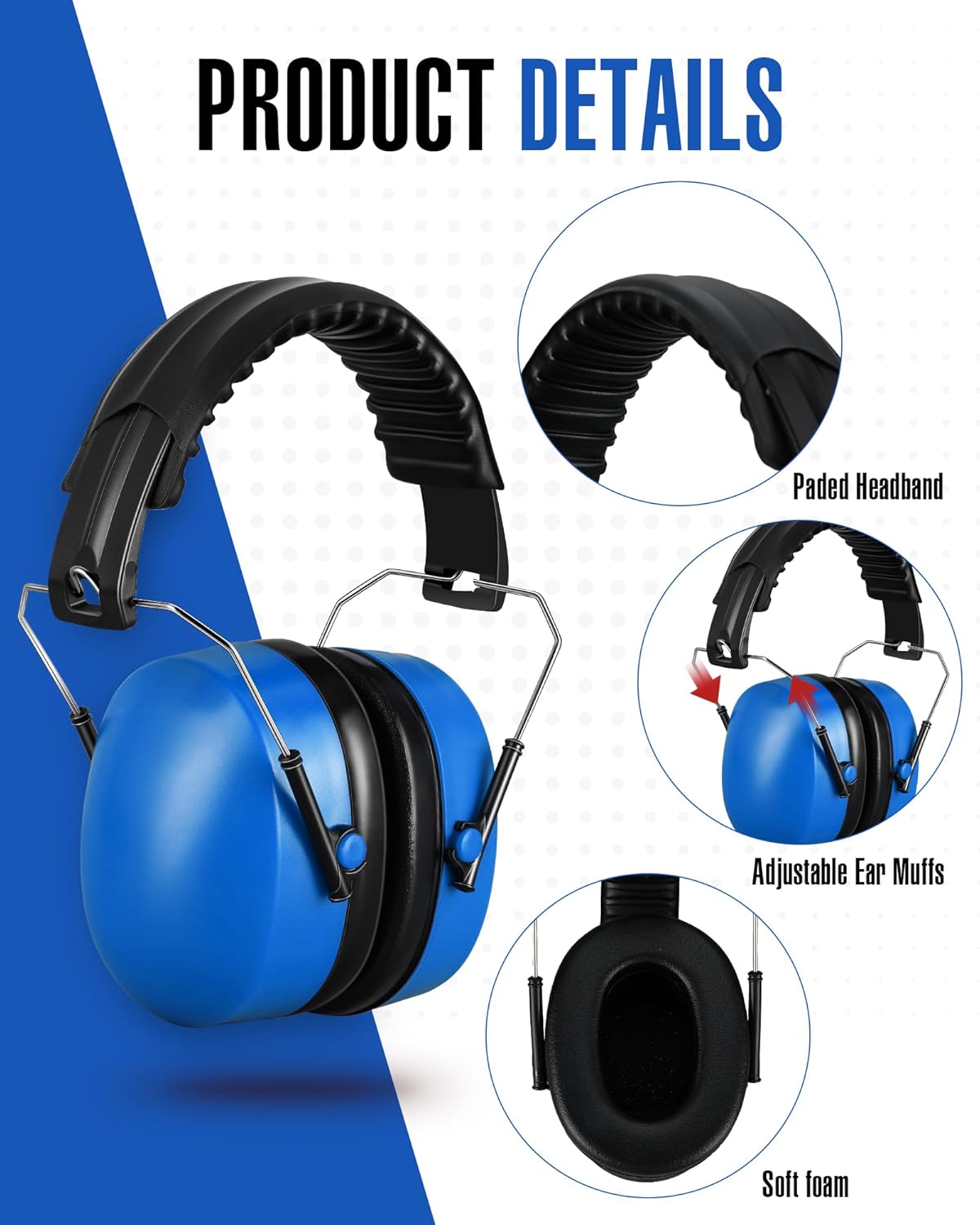 12 Pcs Hearing Protection Ear Muffs NRR 28dB Noise Reduction Headphones Shooting Ear Protection Earmuffs(Blue) - Image 2