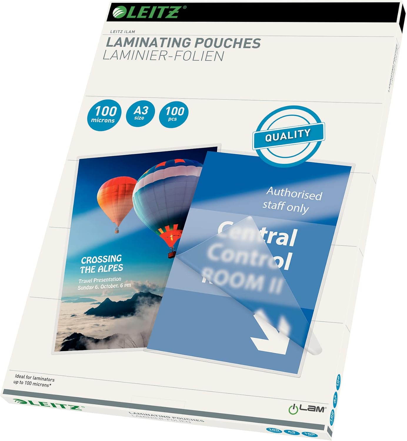 Leitz 16919 Foil Pocket for 100 Micron Heat Laminator A3 Pack of 10