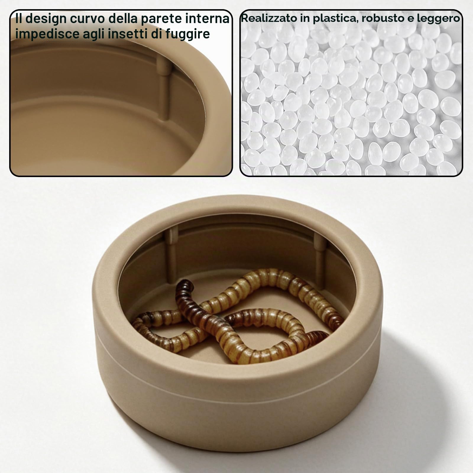Ciotola Per Rettili Anti-Fuga 6 Pezzi, Mangiatoia E Abbeveratoio Per Geco, Lucertola, Camaleonte E Ragno Saltatore, In Plastica Antiversamento 7,2 Cm