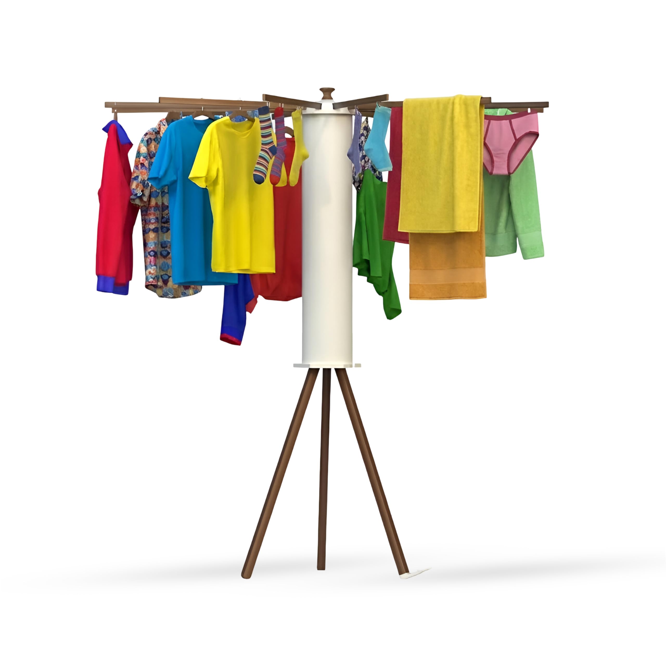 ZENOVIA Foldable Clothes Drying Stand | Wooden + ABS Cloth Drying Rack for Indoor & Outdoor Use | Portable Laundry Drying Stand | Space Saving Clothes Hanger Stand