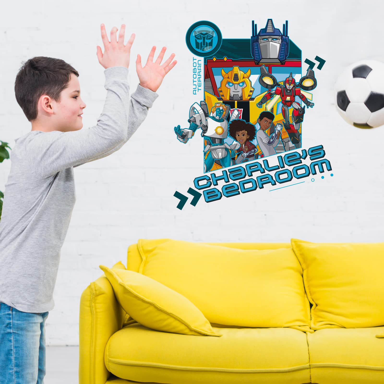 Stickerscape Personalised Earthspark Transformers Earthspark Wall Stickers ( - Large Size)| Official Transformers Wall Decal, Transformers Wall Decor For Bedroom | Easy To Apply, Cleanly Removable