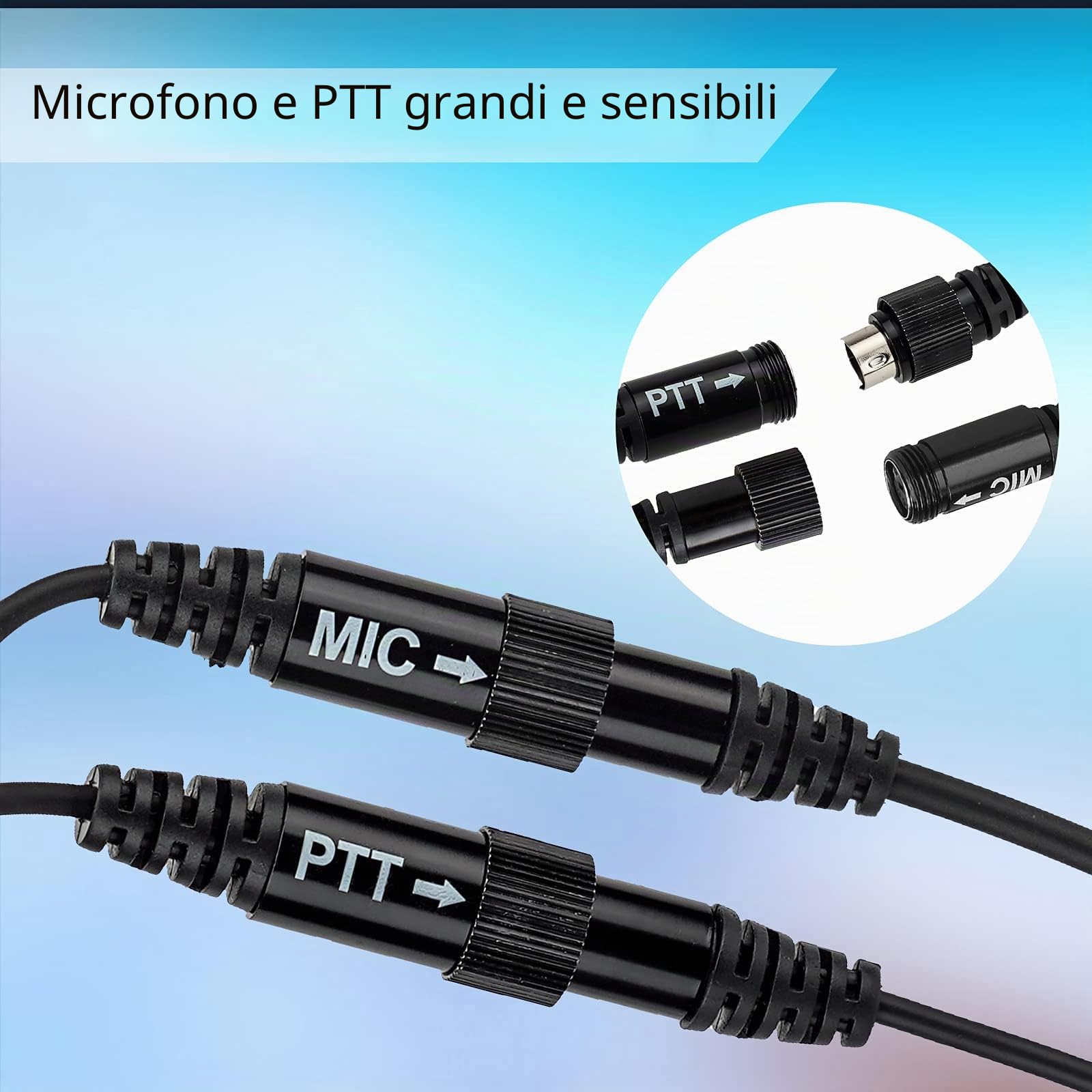 Retevis Auricolare radio bidirezionale con microfono, casco integrale aperto del motociclo | Finger PTT, per RT22/RT21/H777, compatibile con Pxton, Baofeng, Kenwood Walkie Talkie, Walkie Talkie (confezione da 1)
